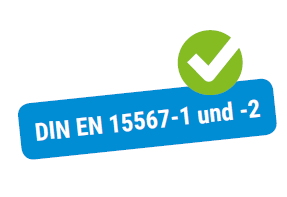 Icon fr die Sicherheitsnorm DIN EN 15567-1 und -2