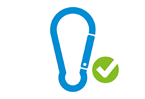 Icon mit Karabiner als Symbol fr die Hochseilgrtenverbnde ERCA & IAPA